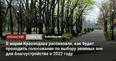 В мэрии Краснодара рассказали, как будет проходить голосование по выбору зеленых зон для благоустройства в 2022 году - kubnews.ru - Краснодар - Благоустройство