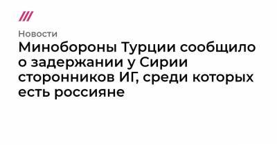 Минобороны Турции сообщило о задержании у Сирии сторонников ИГ, среди которых есть россияне - tvrain.ru - Сирия - Узбекистан - Турция - Киргизия - провинция Хатай