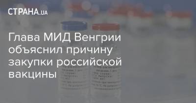Глава МИД Венгрии объяснил причину закупки российской вакцины - strana.ua - Украина - Киев - Венгрия