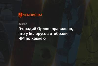 Геннадий Орлов - Геннадий Орлов: правильно, что у белорусов отобрали ЧМ по хоккею - championat.com - Москва - Санкт-Петербург - Белоруссия