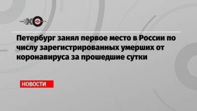 Петербург занял первое место в России по числу зарегистрированных умерших от коронавируса за прошедшие сутки - echo.msk.ru - Москва - Санкт-Петербург