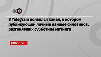 В Telegram появился канал, в котором публикующий личные данные силовиков, разгонявших субботние митинги - echo.msk.ru