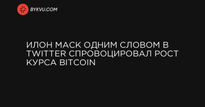 Bitcoin - Илон Маск одним словом в Twitter спровоцировал рост курса Bitcoin - bykvu.com