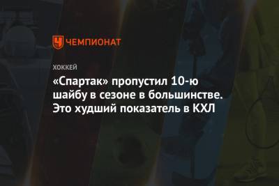 «Спартак» пропустил 10-ю шайбу в сезоне в большинстве. Это худший показатель в КХЛ - championat.com - Москва - Санкт-Петербург