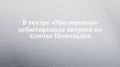 В театре «Мастеровые» дебютировала актриса по кличке Шоколадка - chelny-izvest.ru