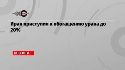 Иран приступил к обогащению урана до 20% - echo.msk.ru - Иран - Тегеран