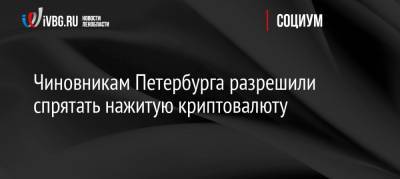 Владимир Путин - Чиновникам Петербурга разрешили спрятать нажитую криптовалюту - ivbg.ru - Санкт-Петербург