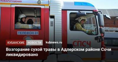 Возгорание сухой травы в Адлерском районе Сочи ликвидировано - kubnews.ru - Сочи - район Туапсинский