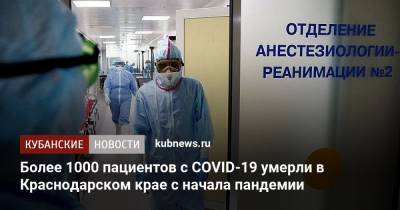 Более 1000 пациентов с COVID-19 умерли в Краснодарском крае с начала пандемии - kubnews.ru - Краснодарский край - Краснодар - район Северский