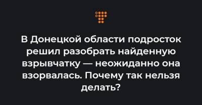 В Донецкой области подросток решил разобрать найденную взрывчатку — неожиданно она взорвалась. Почему так нельзя делать? - hromadske.ua - Донецкая обл.