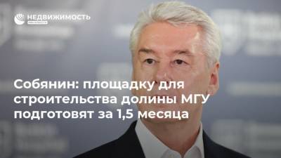 Сергей Собянин - Собянин: площадку для строительства долины МГУ подготовят за 1,5 месяца - realty.ria.ru - Москва