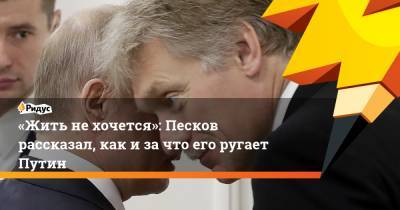 Владимир Путин - Дмитрий Песков - Владимир Соловьев - «Жить нехочется»: Песков рассказал, как и за что его ругает Путин - ridus.ru
