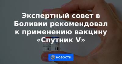 Луис Арсе - Экспертный совет в Боливии рекомендовал к применению вакцину «Спутник V» - news.mail.ru - Боливия