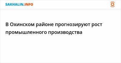 В Охинском районе прогнозируют рост промышленного производства - sakhalin.info