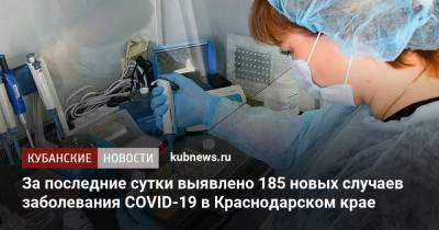 За последние сутки выявлено 185 новых случаев заболевания COVID-19 в Краснодарском крае - kubnews.ru - Краснодарский край