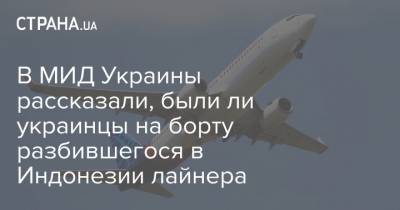 Олег Николенко - В МИД Украины рассказали, были ли украинцы на борту разбившегося в Индонезии лайнера - strana.ua - Индонезия - Джакарта