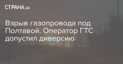 Взрыв газопровода под Полтавой. Оператор ГТС допустил диверсию - strana.ua - Полтавская обл. - Полтава