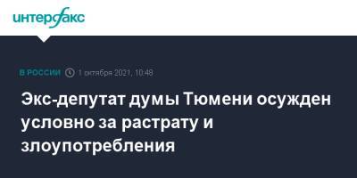 Экс-депутат думы Тюмени осужден условно за растрату и злоупотребления - interfax.ru - Москва - Россия - Тюмень