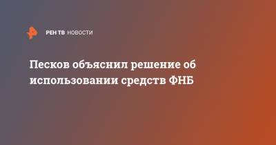 Владимир Путин - Дмитрий Песков - Песков объяснил решение об использовании средств ФНБ - ren.tv - Россия