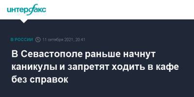 Михаил Развожаев - В Севастополе раньше начнут каникулы и запретят ходить в кафе без справок - interfax.ru - Москва - Севастополь