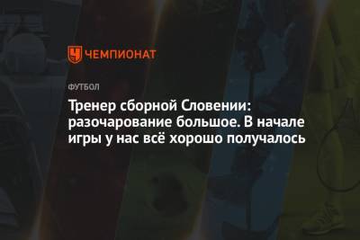 Андрей Панков - Тренер сборной Словении: разочарование большое. В начале игры у нас всё хорошо получалось - championat.com - Россия - Словения