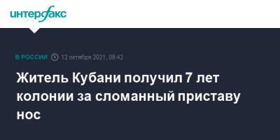 Житель Кубани получил 7 лет колонии за сломанный приставу нос - interfax.ru - Москва - Красноярский край - Краснодарский край - Краснодар - Кубани