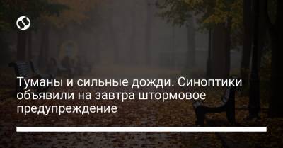 Туманы и сильные дожди. Синоптики объявили на завтра штормовое предупреждение - liga.net - Украина - Ивано-Франковская обл. - Сумская обл. - Николаевская обл. - Черниговская обл. - Кировоградская обл. - Хмельницкая обл. - Тернопольская обл. - Черкасская обл. - Одесская обл. - Львовская обл. - Закарпатская обл. - Полтавская обл.