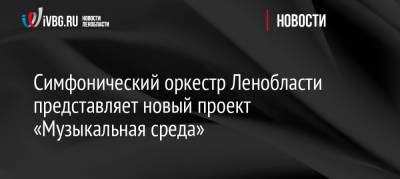 Симфонический оркестр Ленобласти представляет новый проект «Музыкальная среда» - ivbg.ru - Украина - Ленинградская обл. - Англия