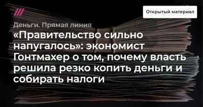 «Правительство сильно напугалось»: экономист Гонтмахер о том, почему власть решила резко копить деньги и собирать налоги - tvrain.ru - Россия