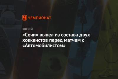 Игорь Руденков - «Сочи» вывел из состава двух хоккеистов перед матчем с «Автомобилистом» - championat.com - Сочи