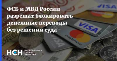 ФСБ и МВД России разрешат блокировать денежные переводы без решения суда - nsn.fm - Россия