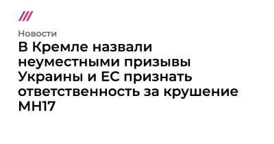 Владимир Зеленский - Шарль Мишель - В Кремле назвали неуместными призывы Украины и ЕС признать ответственность за крушение МН17 - tvrain.ru - Россия - Украина - Ляйен