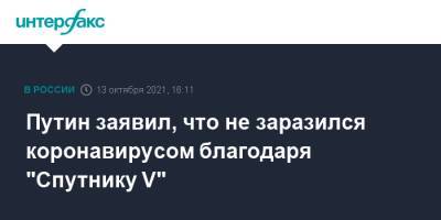Владимир Путин - Путин заявил, что не заразился коронавирусом благодаря "Спутнику V" - interfax.ru - Москва - Россия