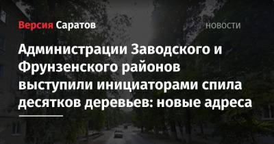 Администрации Заводского и Фрунзенского районов выступили инициаторами спила десятков деревьев: новые адреса - nversia.ru - Саратов - район Заводский