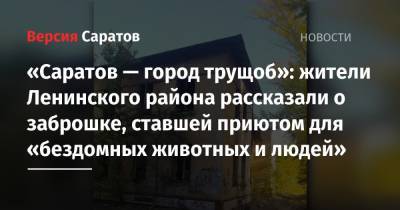 «Саратов — город трущоб»: жители Ленинского района рассказали о заброшке, ставшей приютом для «бездомных животных и людей» - nversia.ru - Саратовская обл. - район Ленинский