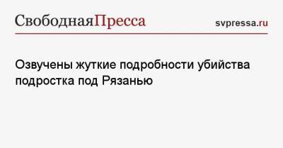 Озвучены жуткие подробности убийства подростка под Рязанью - svpressa.ru - Рязанская обл. - Рязань - район Рязанский