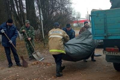 Вооружившиеся метлами пожарные избавили Демянск от листьев - mk.ru - Новгородская обл. - Великий Новгород