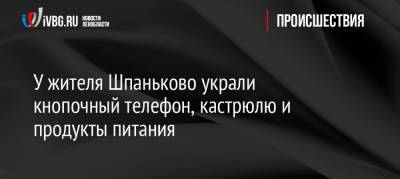 У жителя Шпаньково украли кнопочный телефон, кастрюлю и продукты питания - ivbg.ru - Украина - район Гатчинский