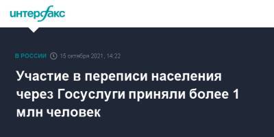 Участие в переписи населения через Госуслуги приняли более 1 млн человек - interfax.ru - Москва - Россия