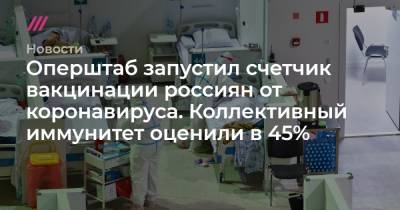 Татьяна Голикова - Оперштаб запустил счетчик вакцинации россиян от коронавируса. Коллективный иммунитет оценили в 45% - tvrain.ru - Москва - Россия - Санкт-Петербург