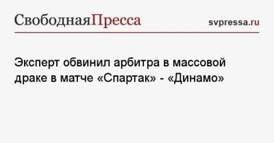 Сергей Карасев - Игорь Федотов - Арсен Захарян - Эксперт обвинил арбитра в массовой драке в матче «Спартак» — «Динамо» - svpressa.ru - Москва - Россия - Сочи