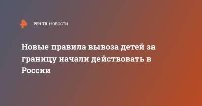 Новые правила вывоза детей за границу начали действовать в России - ren.tv - Россия