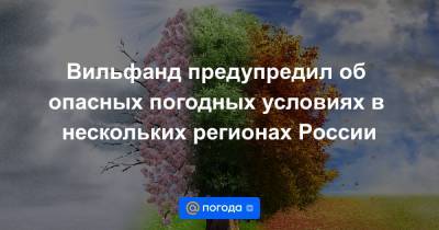Вильфанд предупредил об опасных погодных условиях в нескольких регионах России - news.mail.ru - Россия - Приморье край