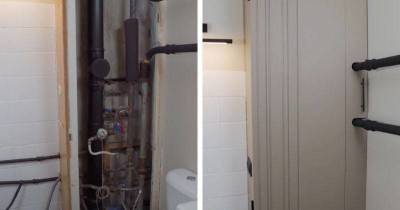 Закрываем страшные трубы в ванной. Аккуратный короб с дверцей-книжкой - skuke.net