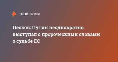 Владимир Путин - Дмитрий Песков - Павел Зарубин - Песков: Путин неоднократно выступал с пророческими словами о судьбе ЕС - ren.tv - Россия - Дания - Европа