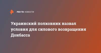 Олег Жданов - Украинский - Украинский полковник назвал условия для силового возвращения Донбасса - ren.tv - Украина - Донбасс