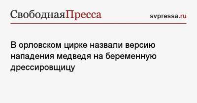 В орловском цирке назвали версию нападения медведя на беременную дрессировщицу - svpressa.ru