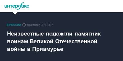 Неизвестные подожгли памятник воинам Великой Отечественной войны в Приамурье - interfax.ru - Москва - Амурская обл.