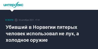 Убивший в Норвегии пятерых человек использовал не лук, а холодное оружие - interfax.ru - Москва - Норвегия - Франция