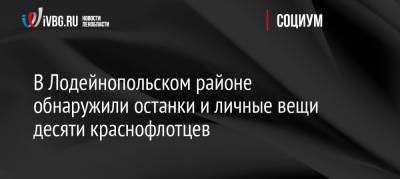 В Лодейнопольском районе обнаружили останки и личные вещи десяти краснофлотцев - ivbg.ru - Украина - Ленинградская обл.